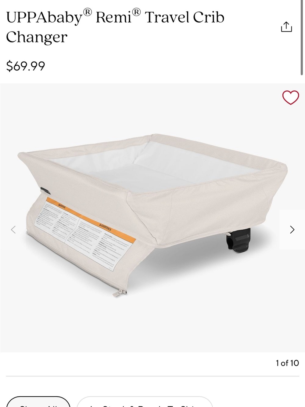 UPPAbaby Remi Travel Crib Changer — Cream